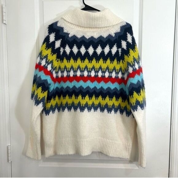 Aerie Relaxed Fair Isle Chevron Aztec Quarter Zip Turtleneck Chunky Sweater S - Picture 4 of 12